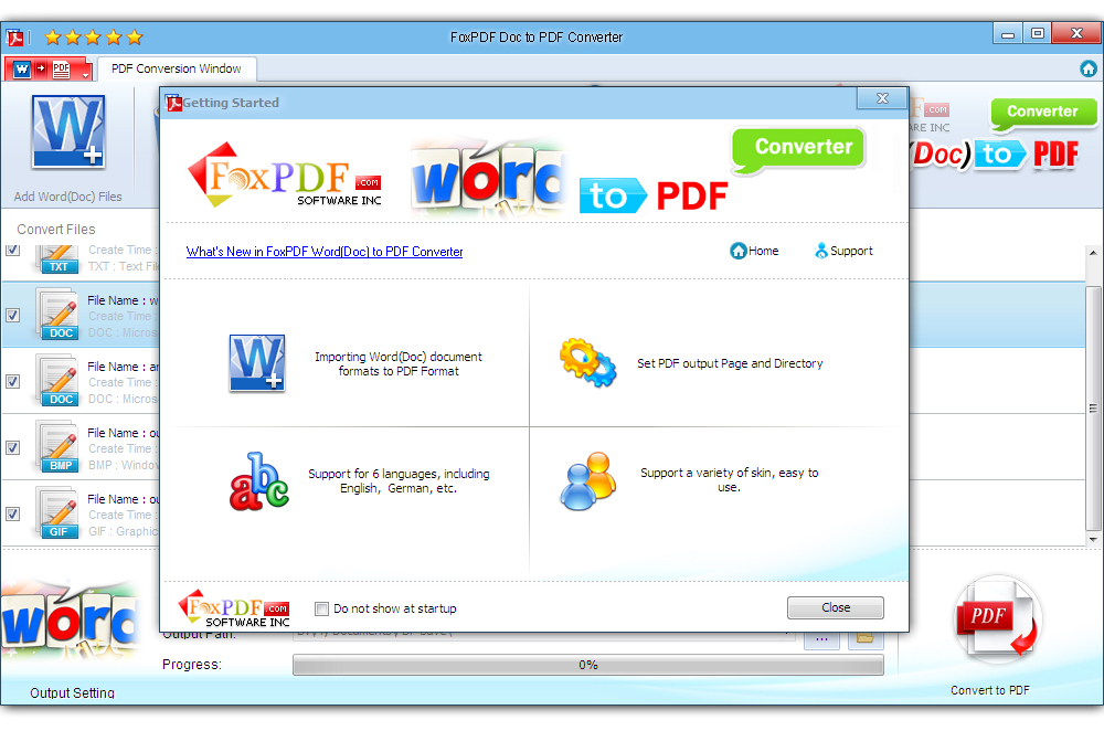 Screenshot of FoxPDF Doc to PDF Converter 3.0