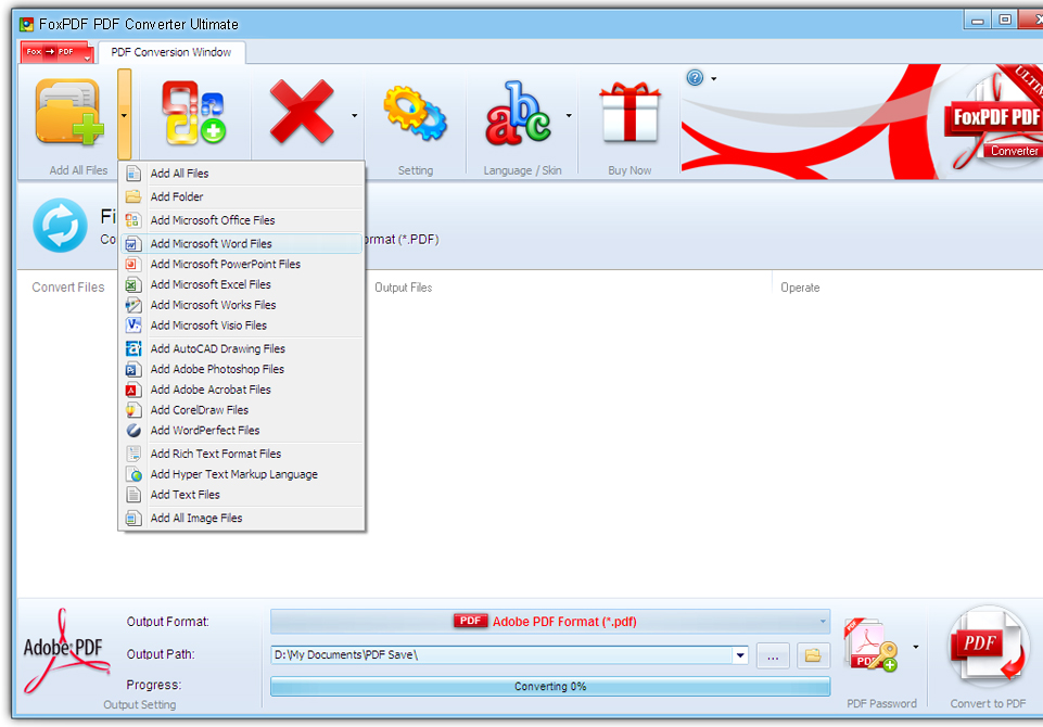 Screenshot of FoxPDF PDF Converter Ultimate 5.0