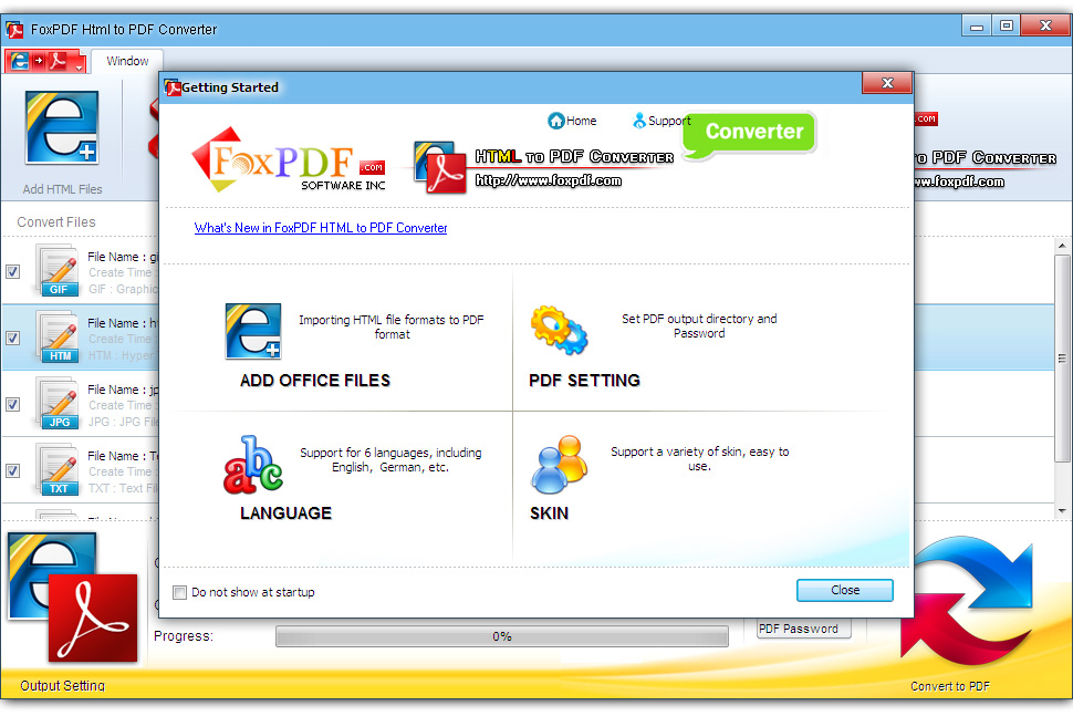 Screenshot of FoxPDF HTML to PDF Converter