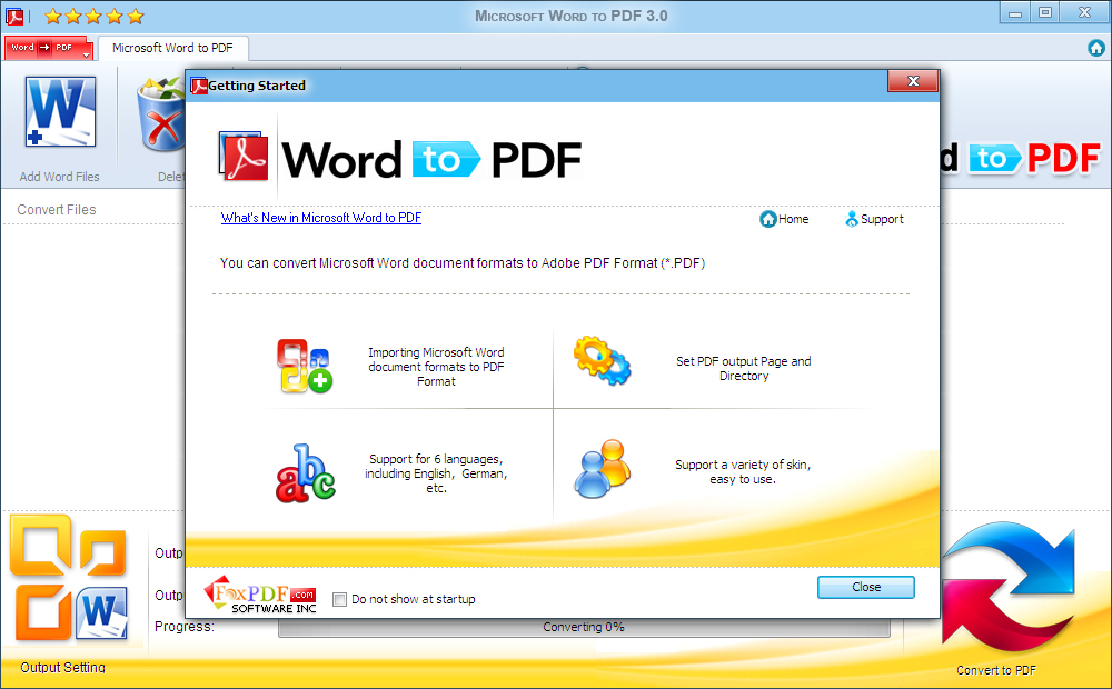 Screenshot of Microsoft Word to PDF 3.0