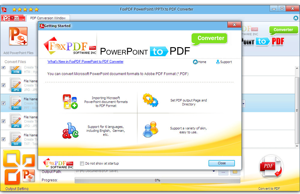 Screenshot of FoxPDF PPTX to PDF Converter