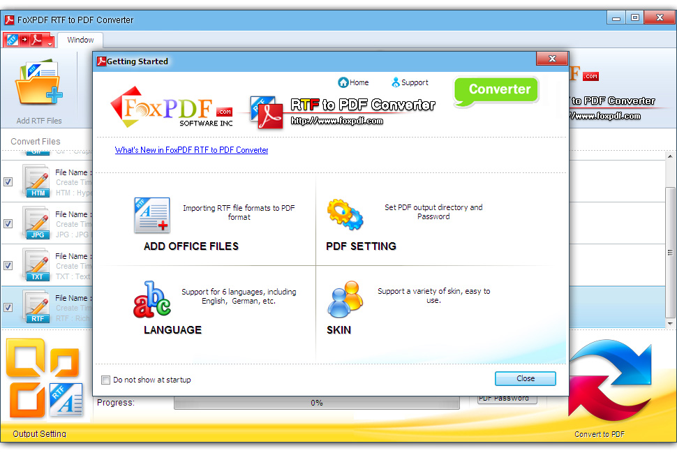 Screenshot of FoxPDF RTF to PDF Converter