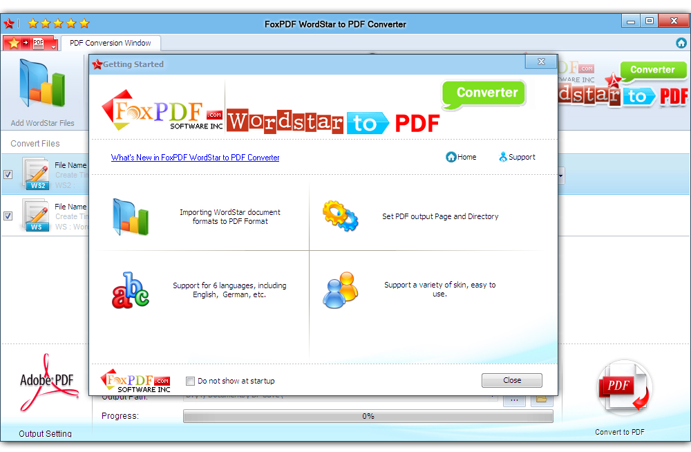 Screenshot of FoxPDF WordStar to PDF Converter 3.0